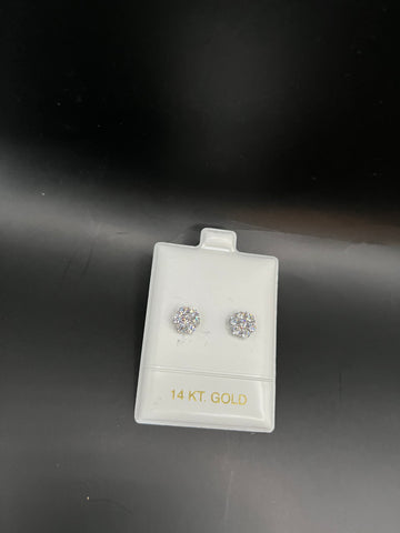 14k White gold Flowers Earrings