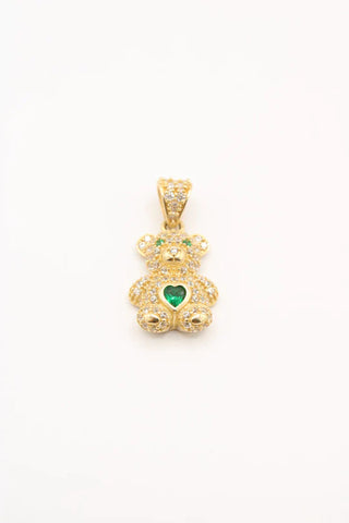 14k Little Green Teddy Bear Pendant