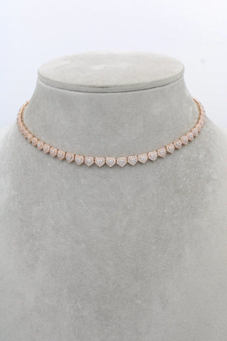 14k Rose Gold Heart Tennis Choker