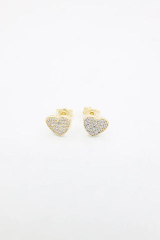 14K CZ Heart Earrings