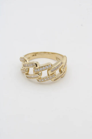 14K CZ Cuban Ring