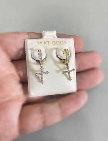 14k CZ Cross✝️ Earrings